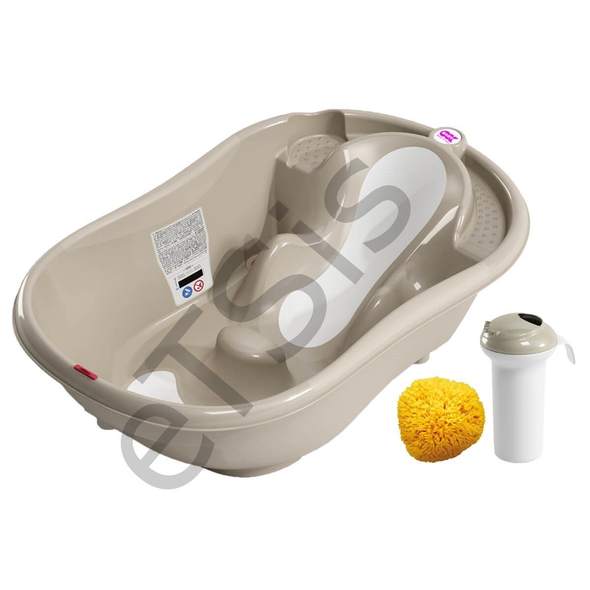 OkBaby Onda Evol Banyo Küveti & Splash Bebek Duşu & Doğal Banyo Süngeri No.10 / Gri
