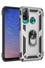 Newface Huawei P40 Lite E Kılıf Sofya Yüzüklü Silikon Kapak - Gümüş