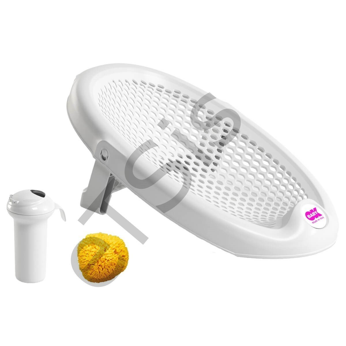 OkBaby Jelly Küvet Aparatı & Splash Bebek Duşu & Doğal Banyo Süngeri No.10 / Beyaz