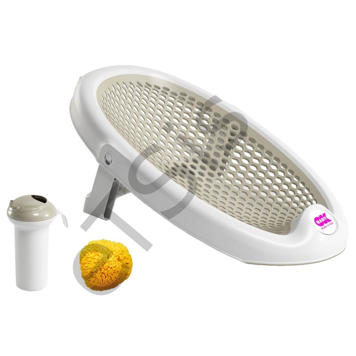 OkBaby Jelly Küvet Aparatı & Splash Bebek Duşu & Doğal Banyo Süngeri No.10 / Gri