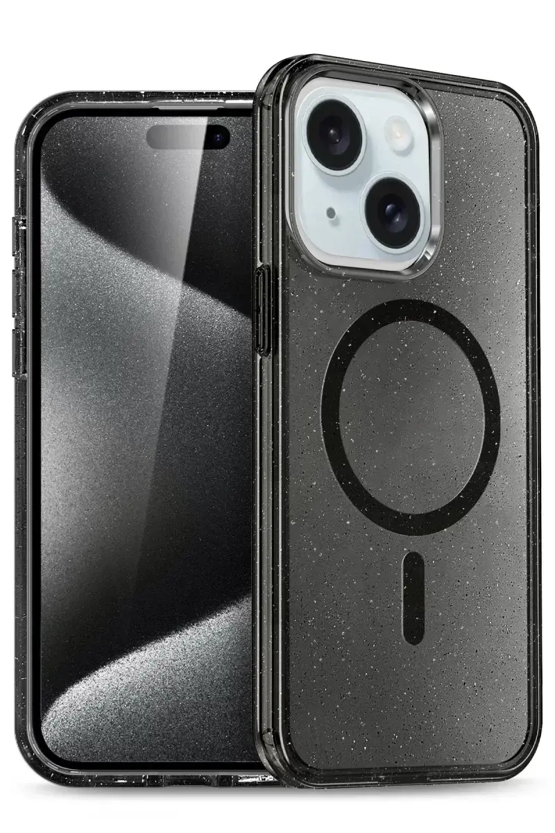 Newface İphone 15 Plus Kılıf Star Magsafe Kapak - Siyah