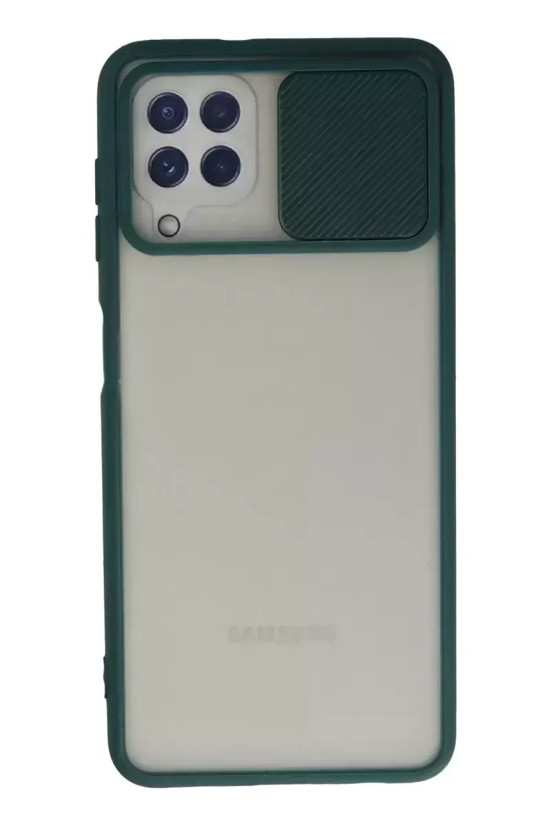 Newface Samsung Galaxy A22 Kılıf Palm Buzlu Kamera Sürgülü Silikon - Yeşil