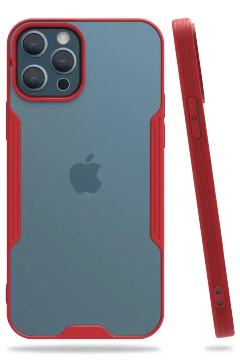 Newface İphone 12 Pro Max Kılıf Platin Silikon - Kırmızı