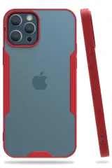 Newface İphone 12 Pro Max Kılıf Platin Silikon - Kırmızı