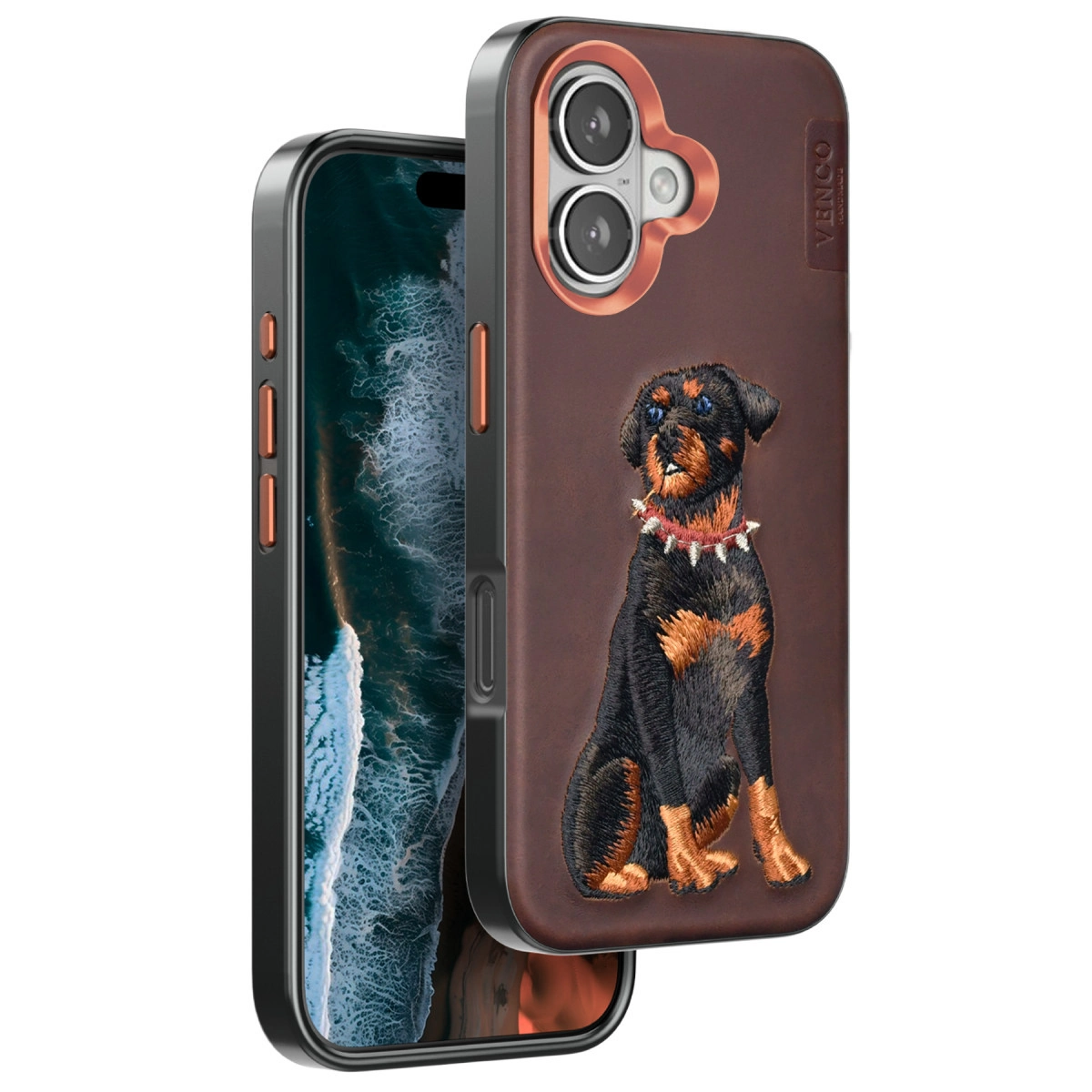 Venco  İphone 16 Perma Desenli Kapak - Koyu Kahve