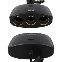 Olesson 1635 12-24v Çift Usb Girişli 100w 70 Cm Kablolu 3'lü Araç Çakmak Çoklayıcı 100x66x40mm