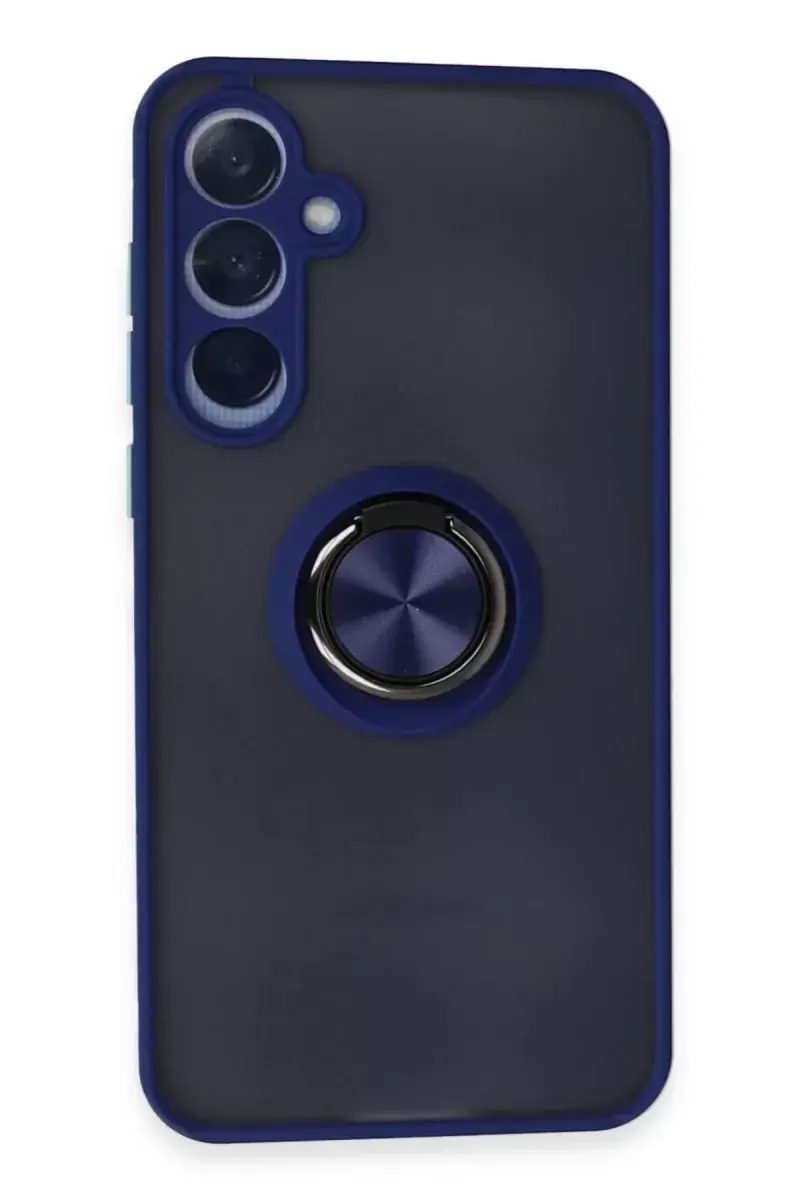 Newface Samsung Galaxy A25 5g Kılıf Montreal Yüzüklü Silikon Kapak - Lacivert