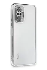 Newface Xiaomi Redmi Note 10 Pro Kılıf Razer Lensli Silikon - Gümüş