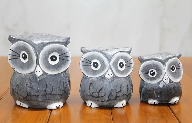 Ahşap 3'lü Baykuş Seti Model 2