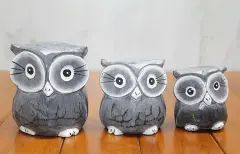 Ahşap 3'lü Baykuş Seti Model 2