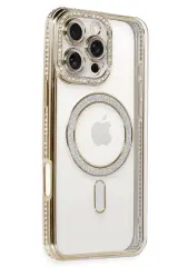 Newface İphone 16 Pro Kılıf Joke Simli Magneticsafe Kılıf - Gold