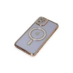 İphone 11 Kılıf Joke Simli Magneticsafe Kılıf - Gold