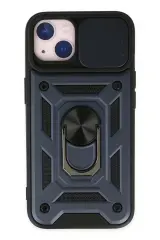 Newface İphone 14 Kılıf Pars Lens Yüzüklü Silikon - Lacivert