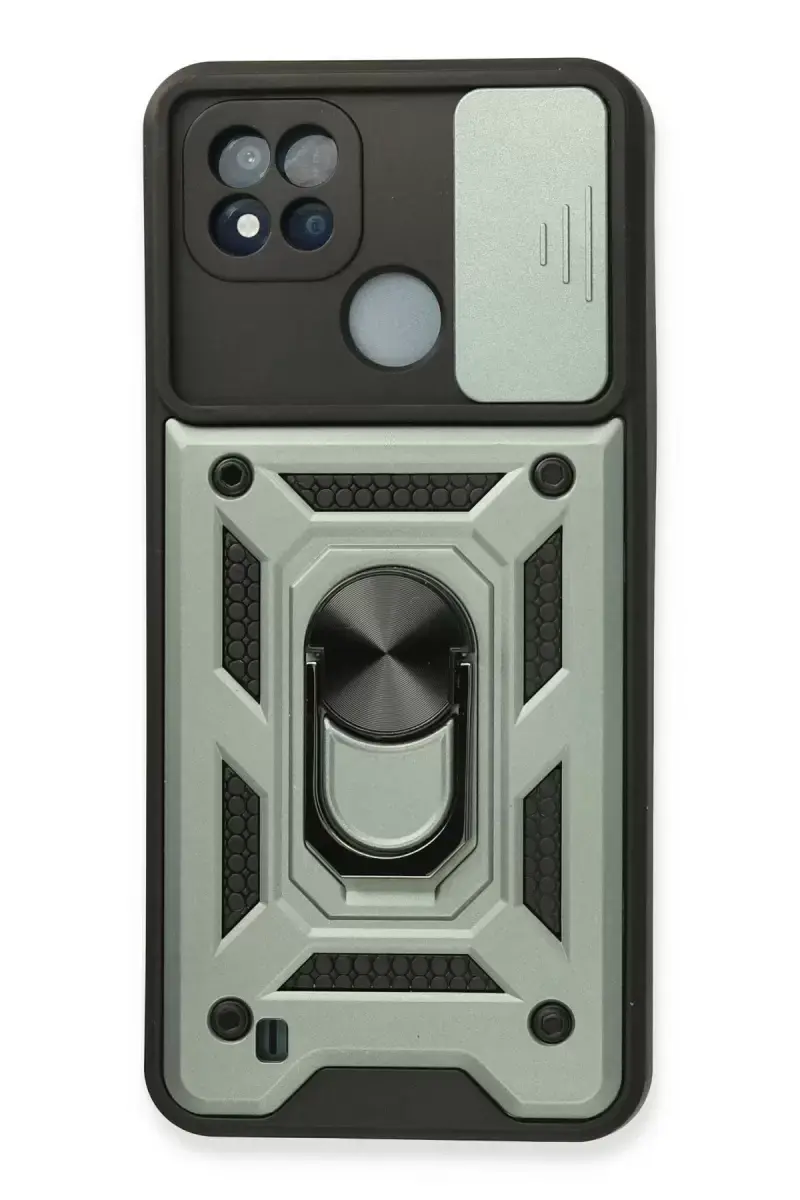 Newface Realme C11 2021 Kılıf Pars Lens Yüzüklü Silikon - Yeşil