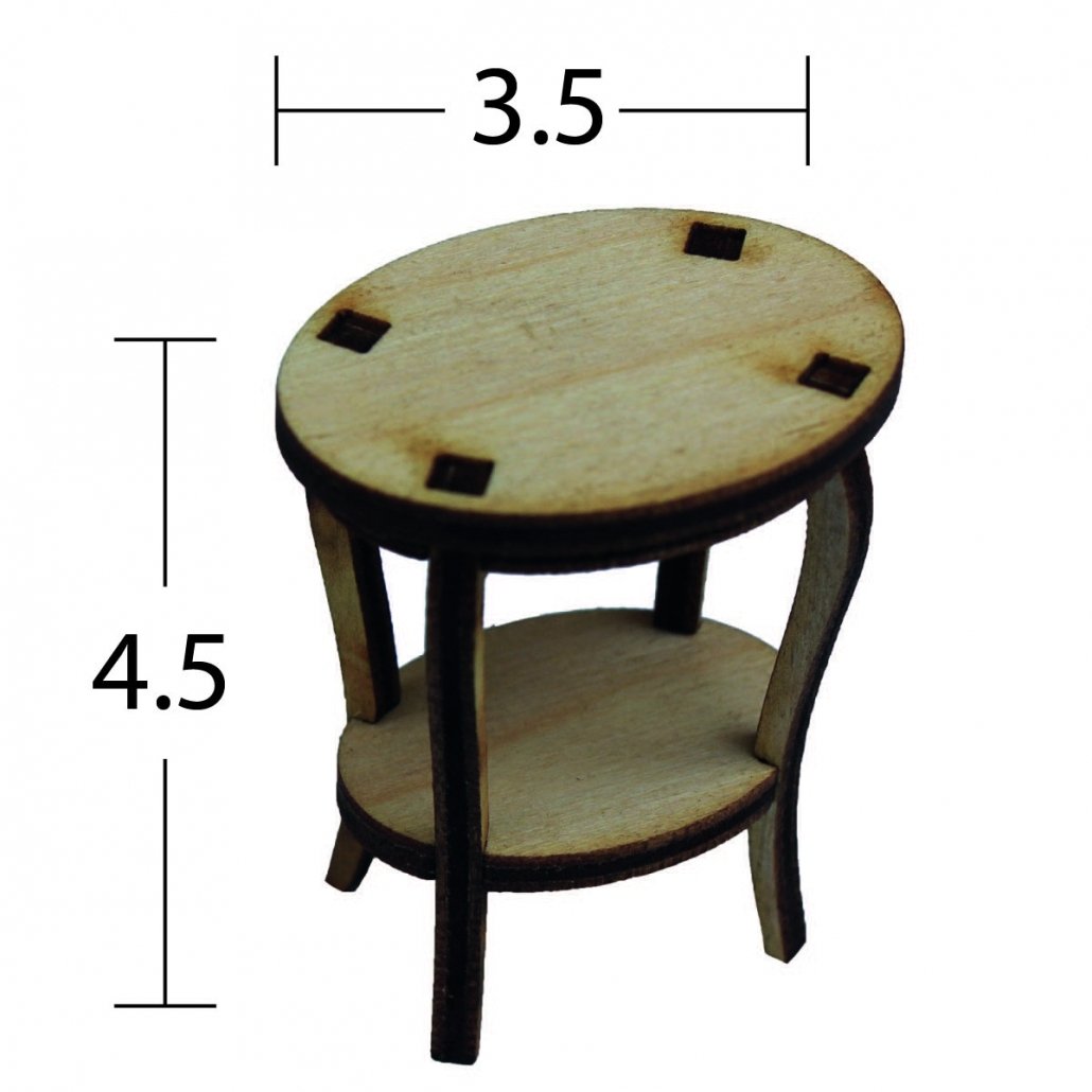 Ahşap Minyatür Oval Sehpa N:MN39