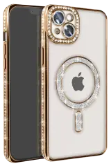Newface İphone 14 Kılıf Joke Simli Magneticsafe Kılıf - Gold