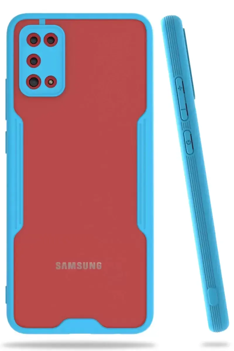 Newface Samsung Galaxy A02s Kılıf Platin Silikon - Mavi