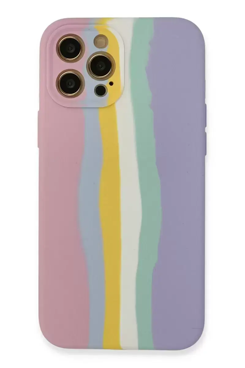 Newface İphone 12 Pro Max Kılıf Ebruli Lansman Silikon - Pembe-lila