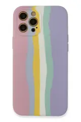 Newface İphone 12 Pro Max Kılıf Ebruli Lansman Silikon - Pembe-lila
