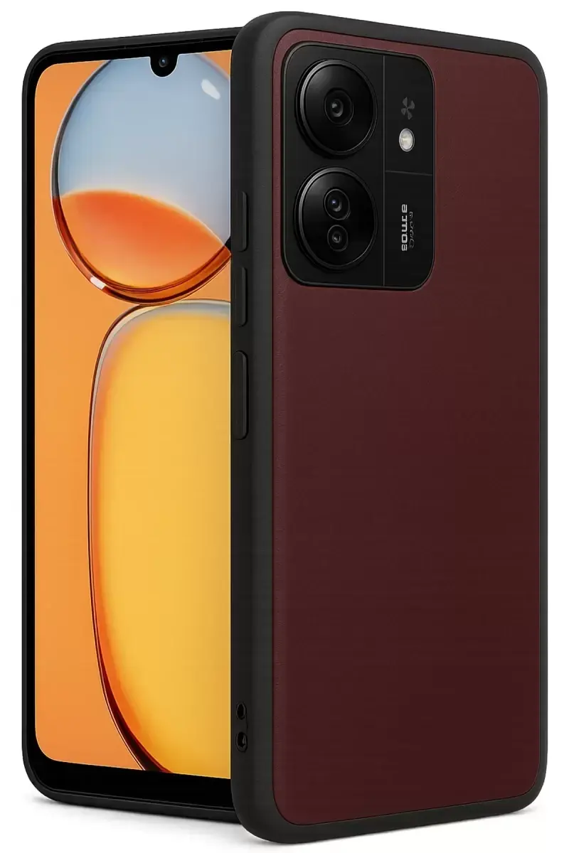 Newface Xiaomi Redmi 13c Kılıf Aras Deri Kapak - Bordo