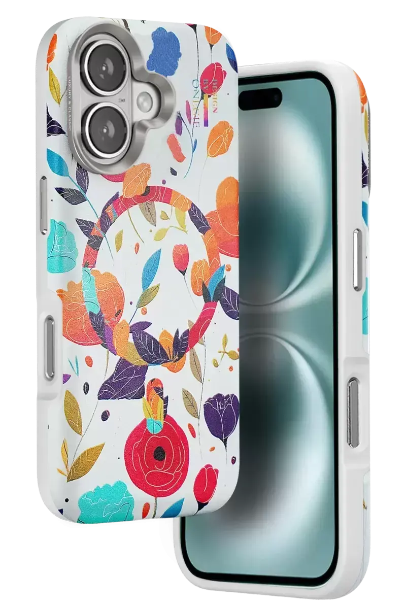 Onegif İphone 16 Flower Series Magsafe Kapak - Beyaz