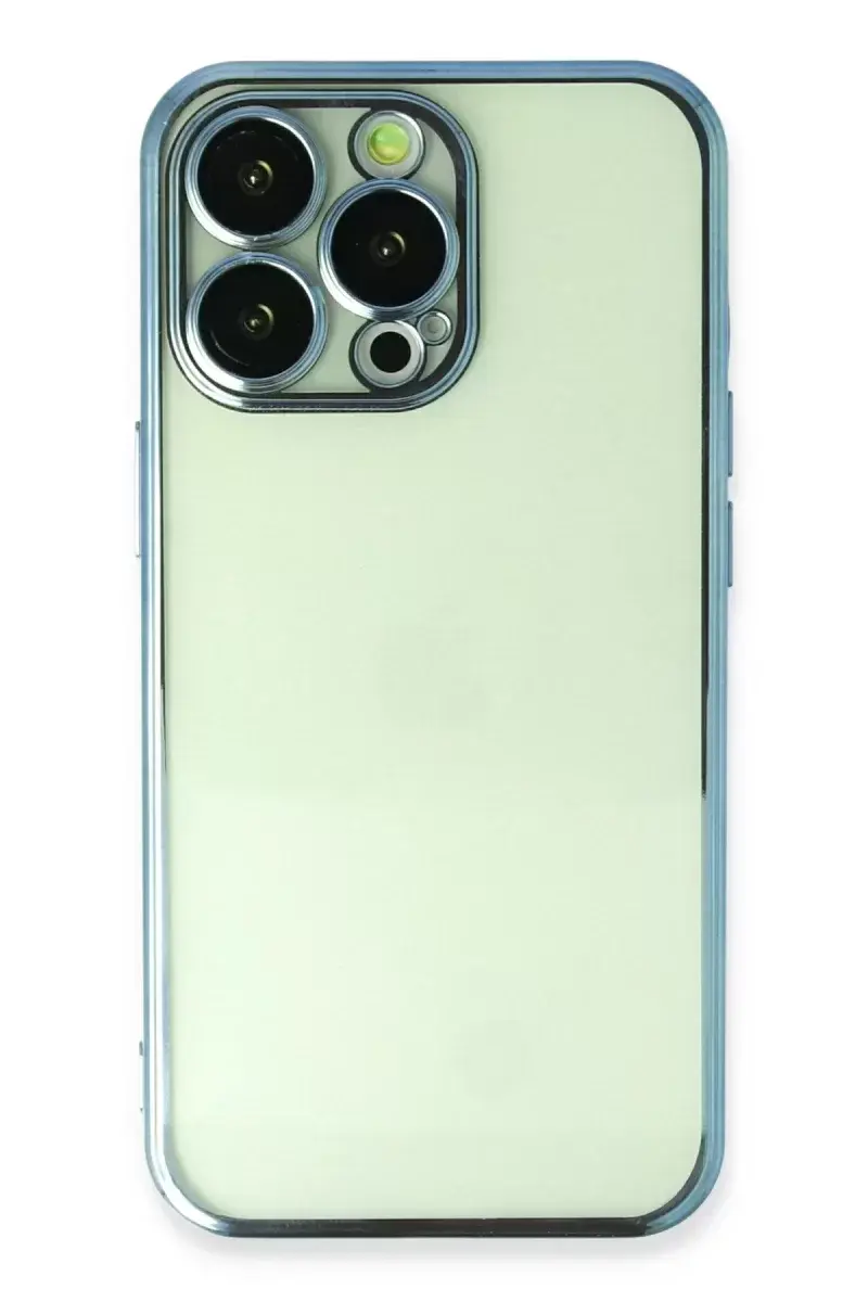 Newface İphone 14 Pro Max Kılıf Razer Lensli Silikon - Açık Mavi