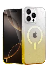 Newface Apple İphone 15 Pro Pummel Shiny Magsafe Kapak - Gold