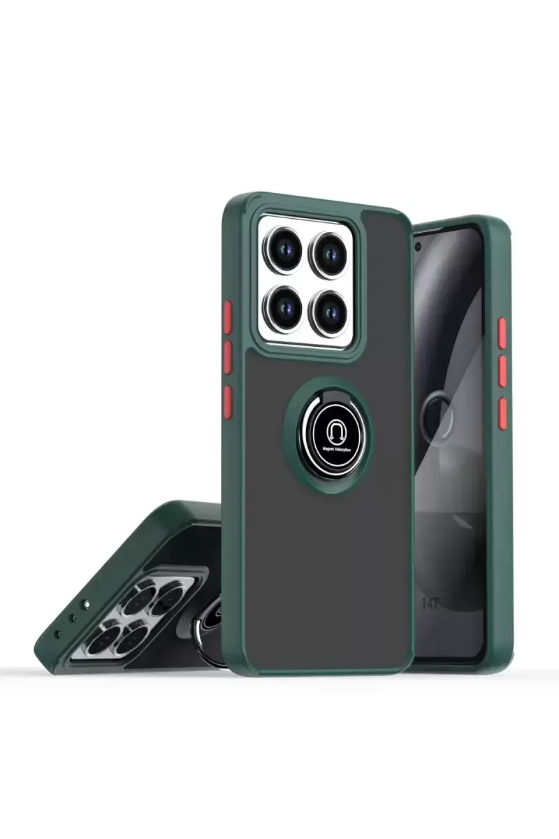Newface Xiaomi Mi 15 Pro Kılıf Montreal Yüzüklü Silikon Kapak - Yeşil
