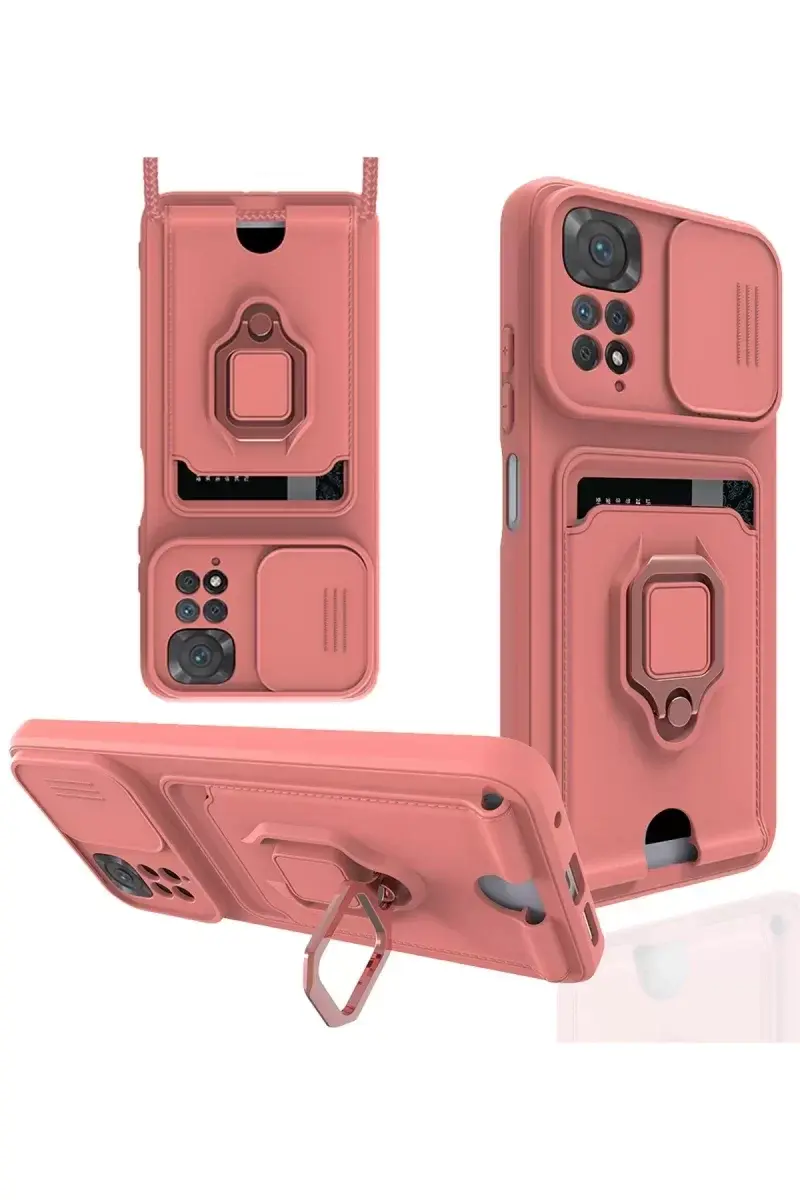 Newface Xiaomi Redmi Note 11 Pro Kılıf Zuma Kartvizitli Yüzüklü Silikon - Pembe