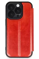 Newface Apple İphone 16 Pro Kılıf Flip Cover - Kırmızı
