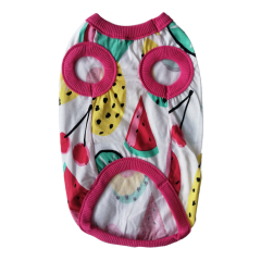 Kedi Köpek Kıyafeti Meyve Desenli Pembe Yakalı Tişört L 33 cm