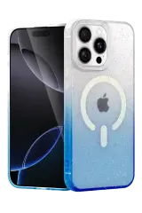 Newface Apple İphone 15 Pro Max Pummel Shiny Magsafe Kapak - Mavi