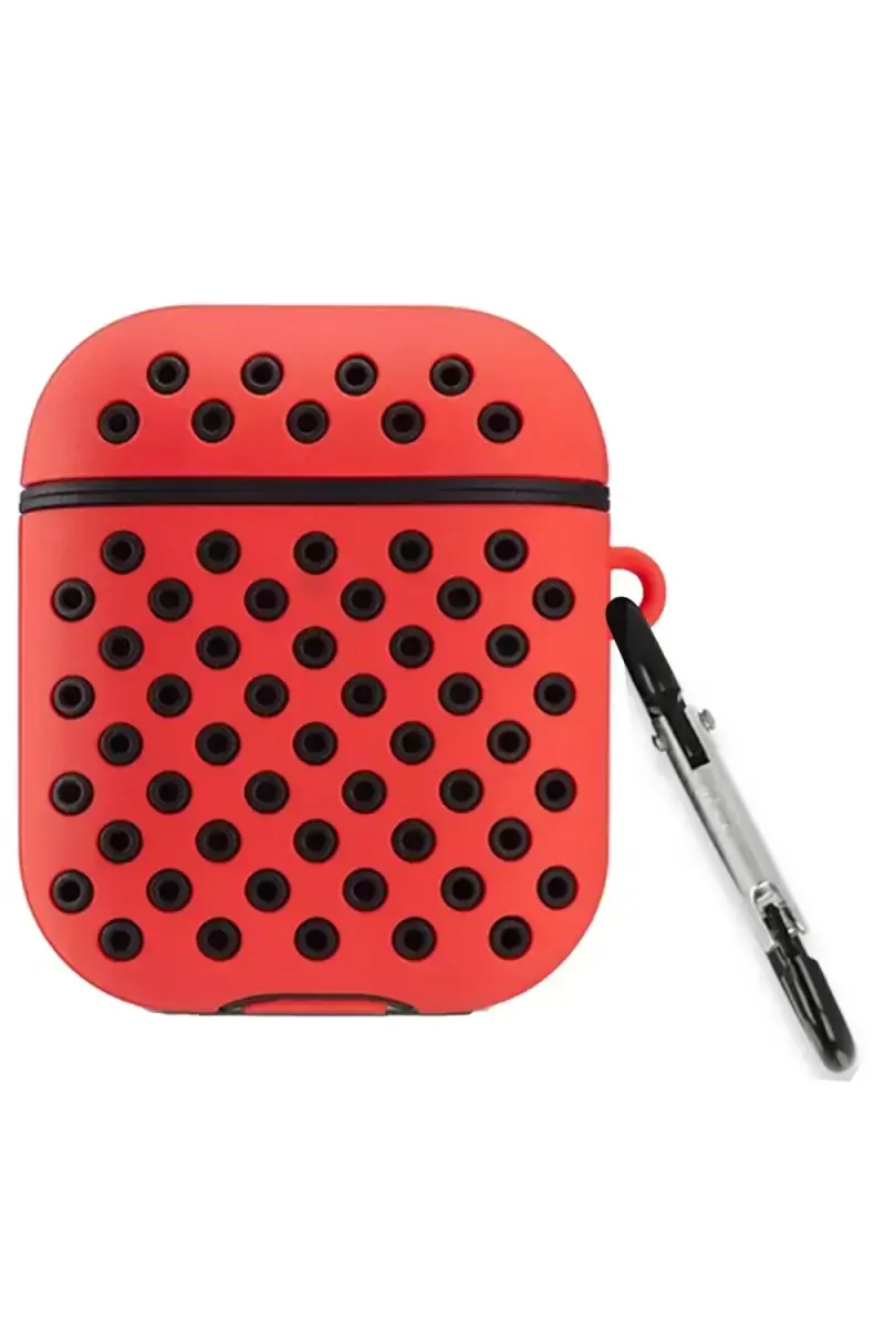 Newface Apple Airpods 2 (2.nesil) Spor Delikli Kılıf - Kırmızı-siyah