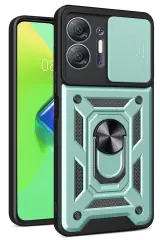 Newface İnfinix Hot 30 5g Kılıf Pars Lens Yüzüklü Silikon - Yeşil