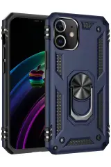 Newface İphone 12 Mini Kılıf Sofya Yüzüklü Silikon Kapak - Lacivert