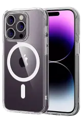 Newface Apple İphone 15 Pro Max Combo Sert Şeffaf Magsafe Kapak - Şeffaf