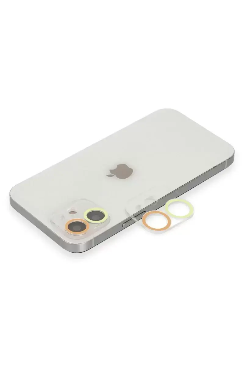 Newface Apple İphone 12 Renkli Kamera Lens Koruma Cam - Sarı-turuncu