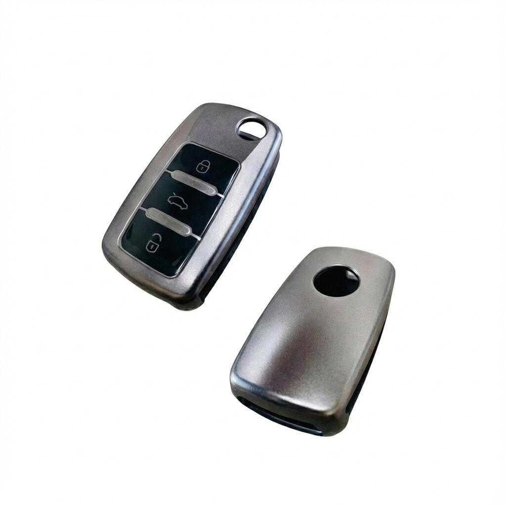 Volkswagen Model 2 Uyumlu Smart 3 Buton Silikon Oto Anahtar Kumanda Kabı Kılıf Gri