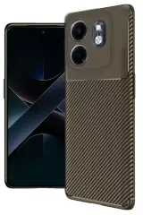 Newface İnfinix Smart 9 Kılıf Auto Focus Karbon Kapak - Kahverengi