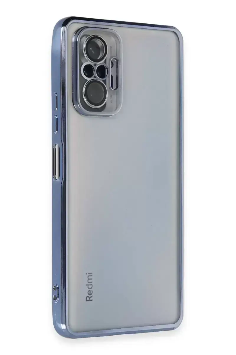 Newface Xiaomi Redmi Note 10 Pro Kılıf Razer Lensli Silikon - Açık Mavi