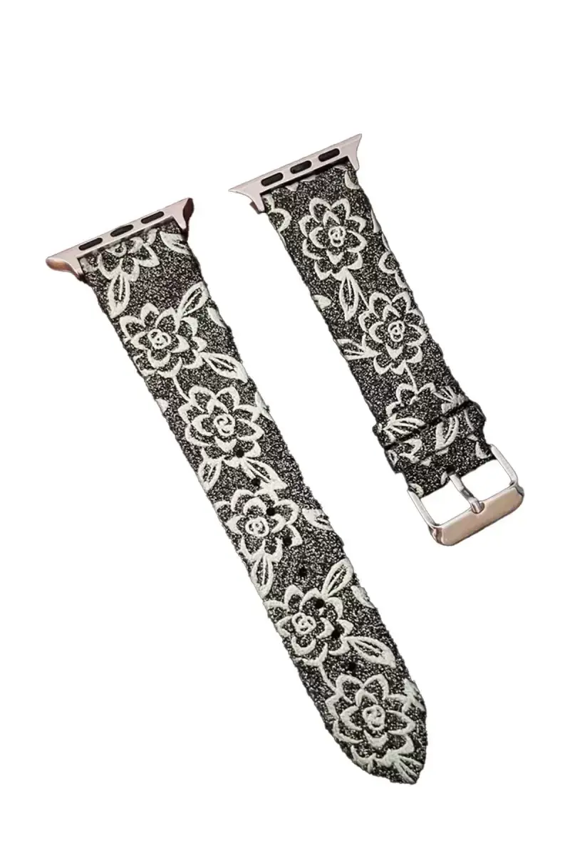 Newface Apple Watch 42mm Creeper Desenli Kordon - Siyah