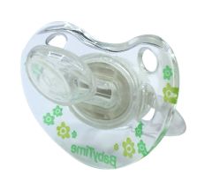BabyTime BT134 Silikon Damaklı Koruyucu Kapaklı Şeffaf Gövdeli Desenli Emzik No 1 - Yeşil
