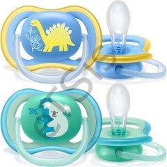 Philips Avent Ultra Air Karanlıkta Parlayan 2li Desenli Gece Emziği +18 Ay - Erkek