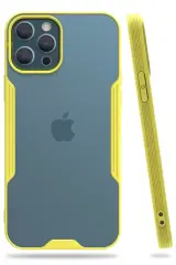 Newface İphone 12 Pro Max Kılıf Platin Silikon - Sarı