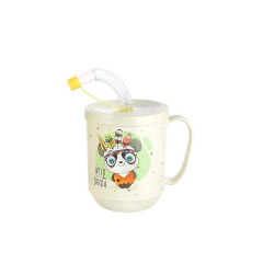 3 Adet Pipetli Çocuk Içecek Bardağı Desenli Bardak 350ml