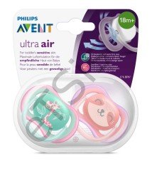 Philips Avent Ultra Air Karanlıkta Parlayan 2li Desenli Gece Emziği +18 Ay - Kız