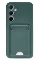 Newface Samsung Galaxy A35 5g Kılıf Kelvin Kartvizitli Silikon - Koyu Yeşil