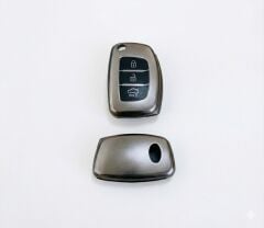 Hyundai Accent Blue İ20 - İ30 - İX35 Uyumlu Smart 3 Buton Silikon Oto Anahtar Kumanda Kabı Kılıf Füme