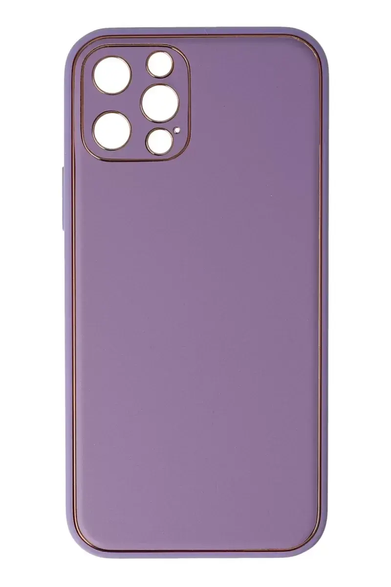 Newface İphone 12 Pro Kılıf Coco Deri Silikon Kapak - Lila