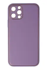 Newface İphone 12 Pro Kılıf Coco Deri Silikon Kapak - Lila